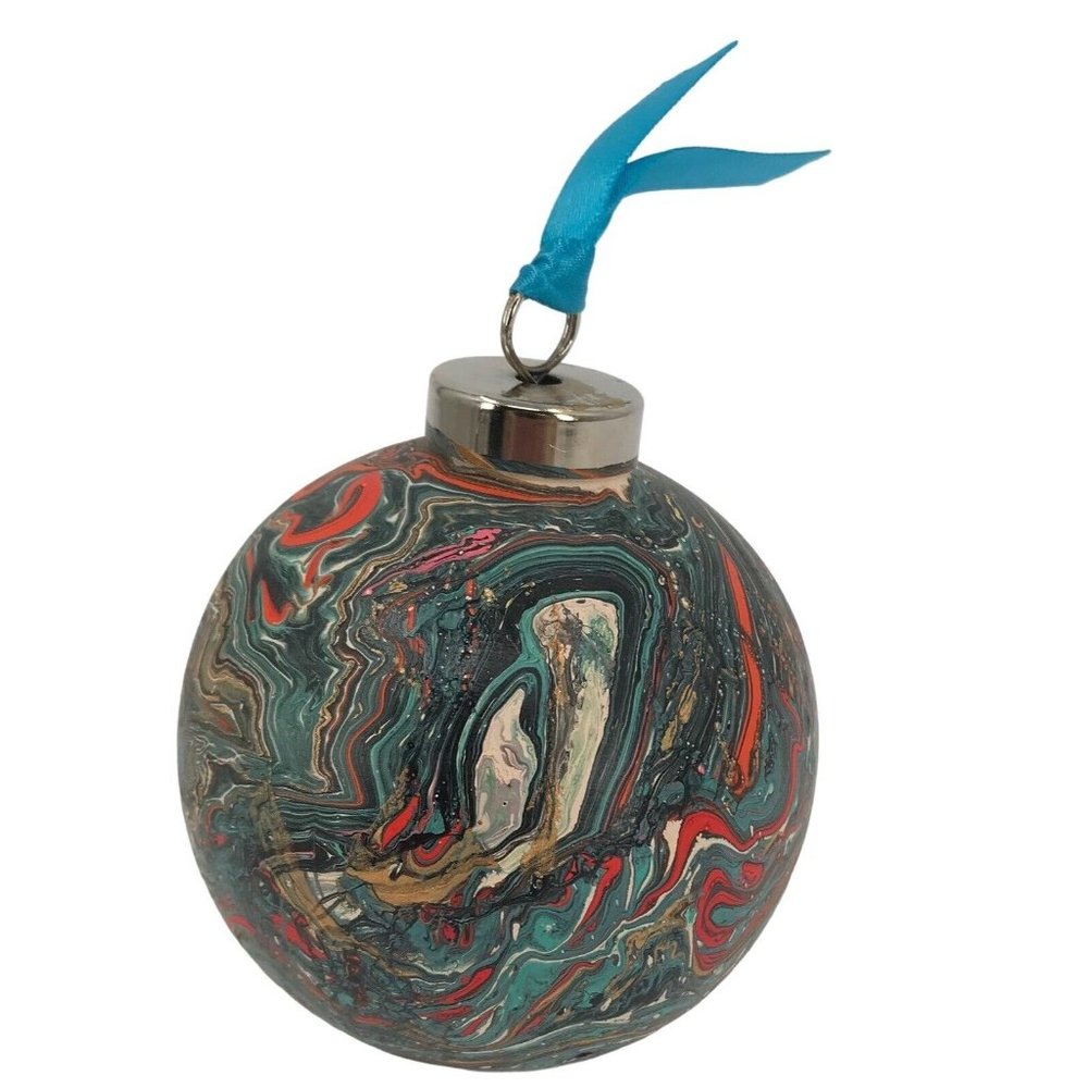 Brigid Seay Hand‎ painted Christmas Ornament Ball Swirl Multicolor Abstract Art